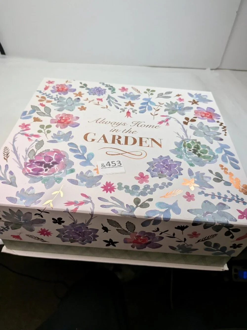 Nesting Decorative Gift Boxes Peacock Floral Watercolor Gold Foil Set of 2